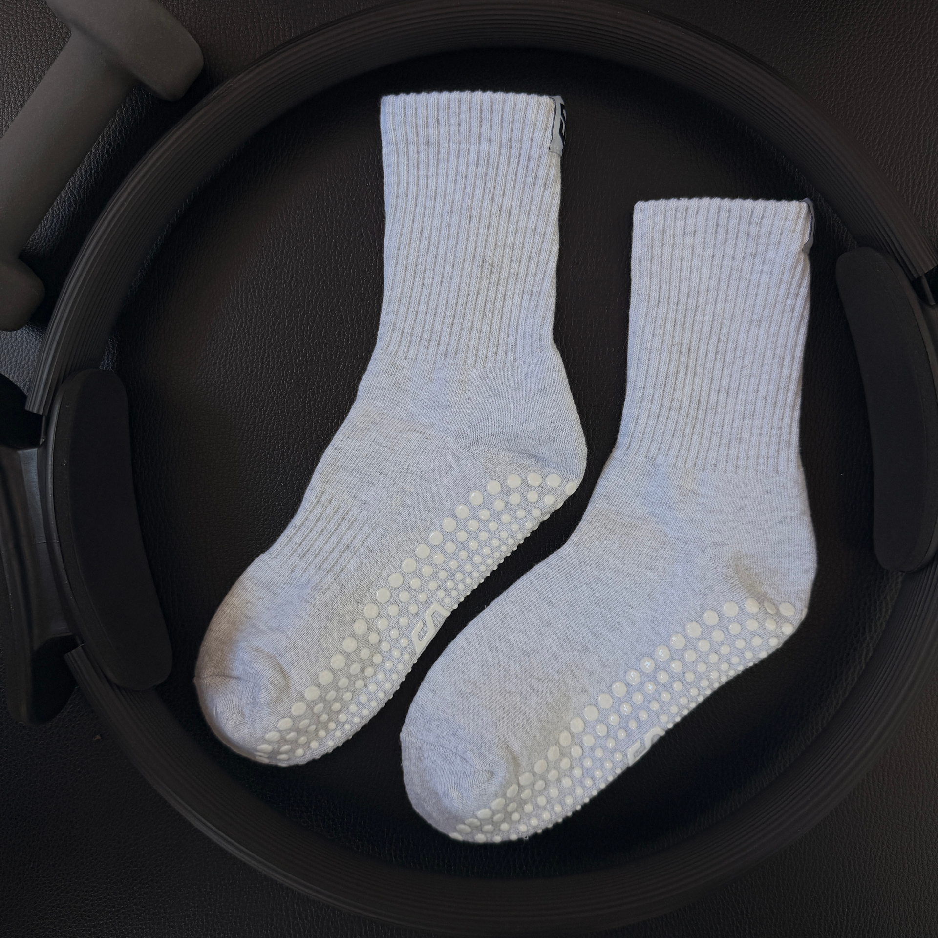 Pilates Socks with Grip - Non-Slip Reformer Socks | Mocha/White