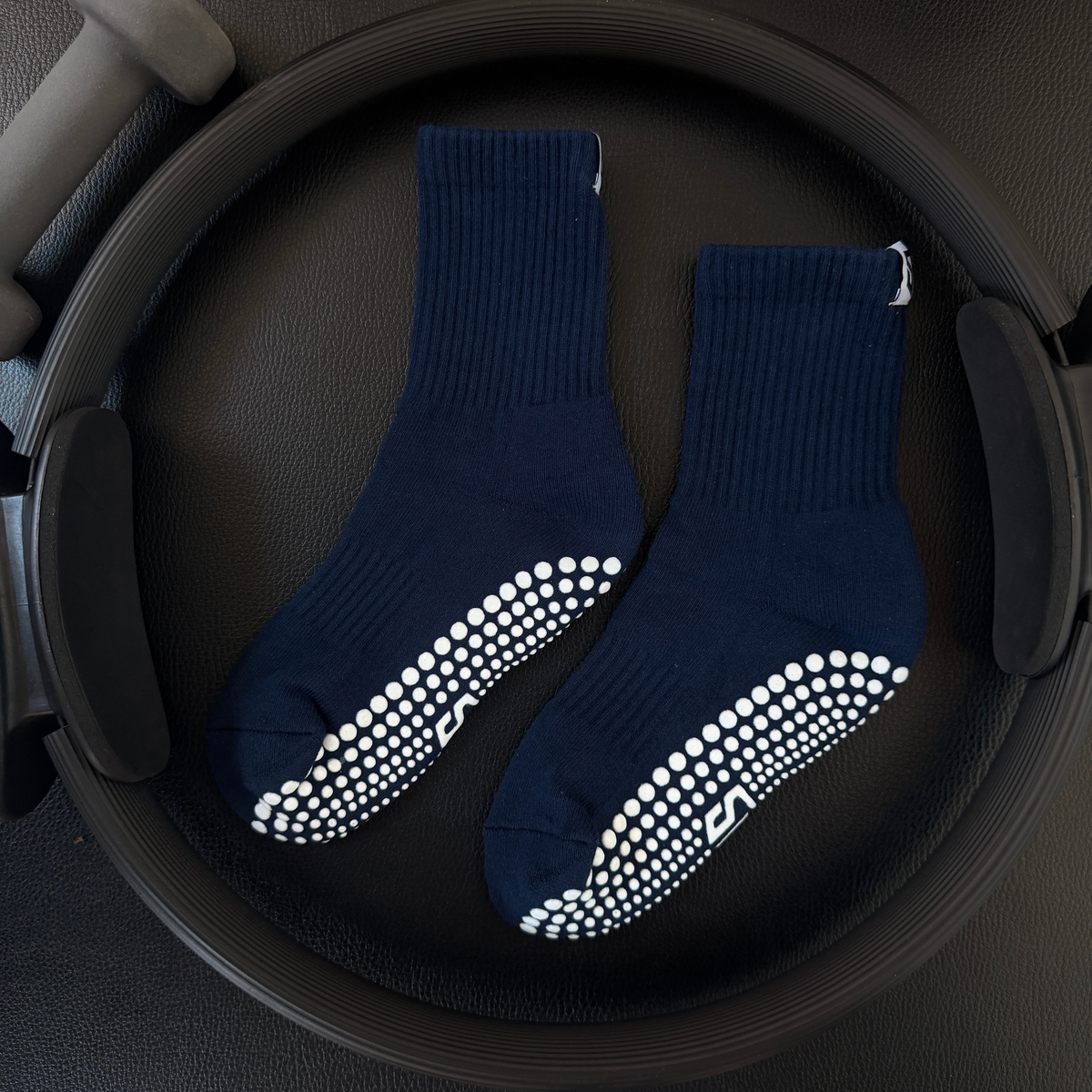 Pilates Socks with Grip - Non-Slip Reformer Socks | Mocha/White